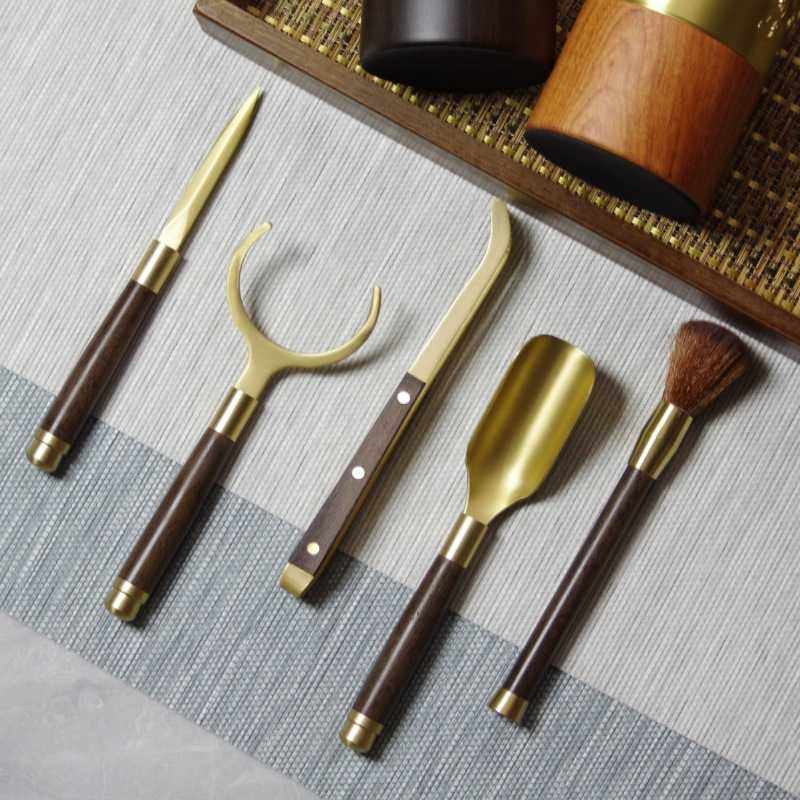 高档茶道六君子茶具配件用品套装大全泡茶工具铜木养壶笔刀茶勺,电子元器件市场,其它元器件,淘宝优惠券,粉丝福利购,淘宝优惠卷