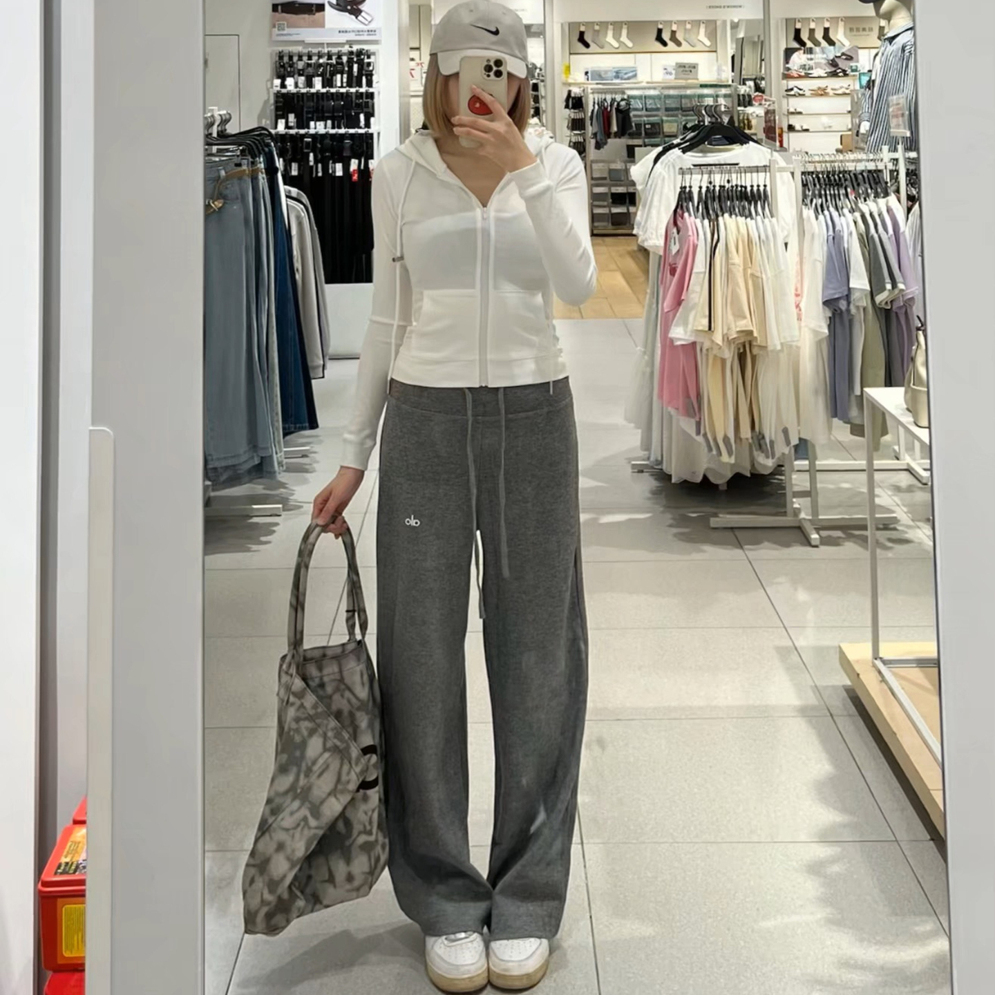 直邮 alo Yog新款运动瑜伽螺纹宽松高腰直筒阔腿裤休闲长裤女