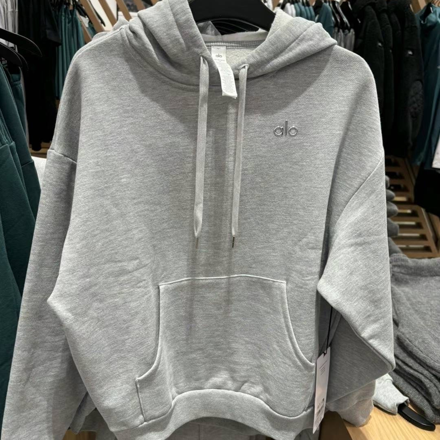 直邮代购ALO Yoga运动健身纯色宽松套头上衣纯棉休闲连帽卫衣女款