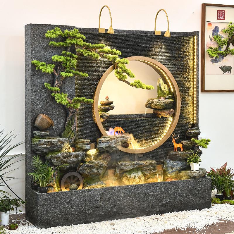 水幕墙假山流水造景屏风酒店庭院公司别墅隔断景观鱼池水景摆件