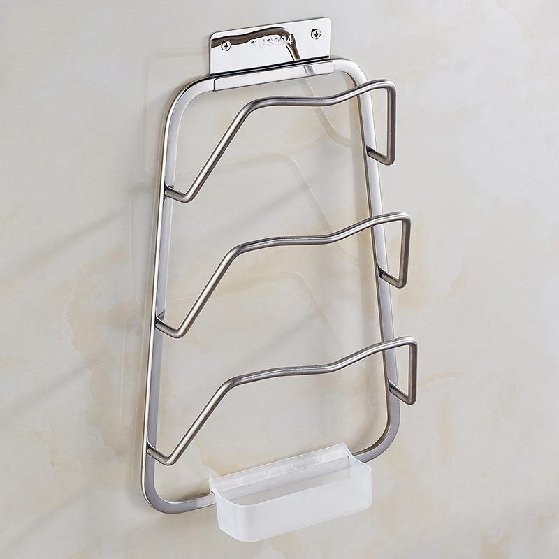 304不锈钢免打孔锅盖架带接水盘收纳架用品多功能厨房置物架壁挂