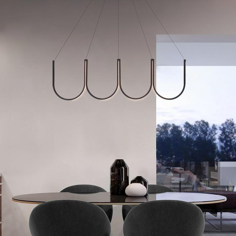 极简餐厅吊灯北欧创意现代简约U型办公室吊灯吧台餐桌饭厅灯具