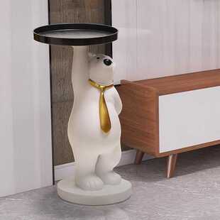 轻奢北极熊托盘收纳摆件创意客厅床头柜装饰乔迁开业礼品落地摆件
