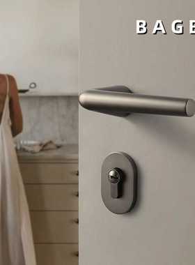 BAGB北欧风室内卧室静音门锁磁吸现代简约实木房灰色金色黑色门锁