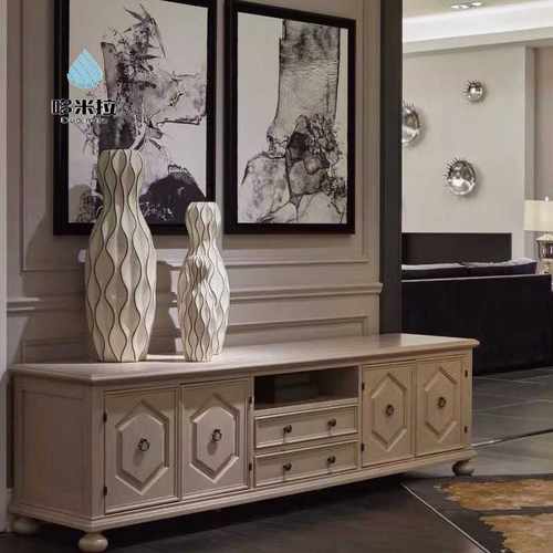 美式乡村客厅复古实木电视柜现代储物柜样板房家具美克实木影视柜