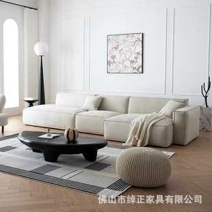 温妮磨砂布艺防猫爪意式极简客厅异形豆腐块法兰丝全拆洗直排沙发