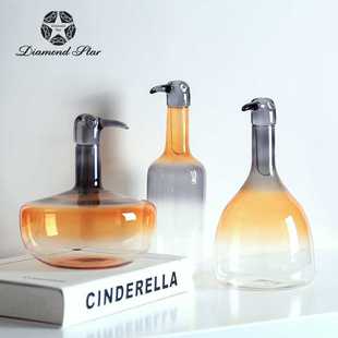 钻石星创意长嘴鸟玻璃花瓶 可分拆多彩趣味小摆件水具醒酒器