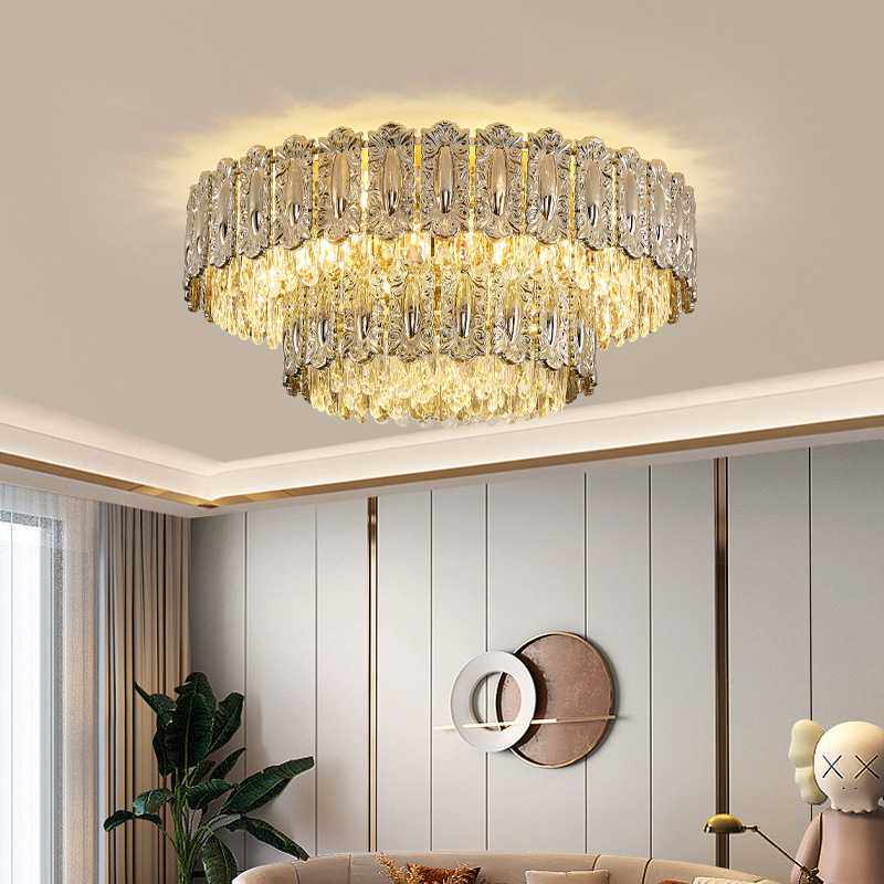 轻奢水晶灯客厅吸顶灯简约现代大气圆形卧室餐厅灯2024年新款灯具