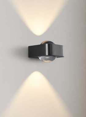 上下发光黑色床头壁灯现代简约氛围感客厅背景墙小山丘主卧室壁灯