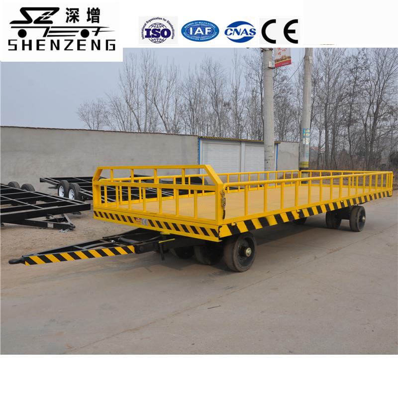 10吨带护栏平板拖车全挂拖车带转盘厂内中专平板拖车