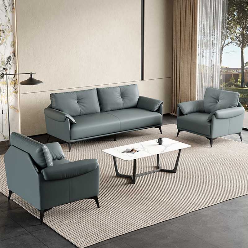 办公室沙发洽谈商务会议室沙发真皮简约现代办公沙发茶几组合套装