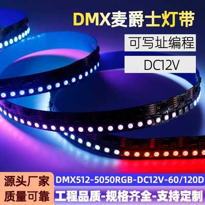 厂家现货DMX512幻彩灯带5050RGB 低压12V可编程写址户外防水灯带