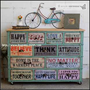 英伦zakka风家具 经典英文旧木柜 精品时尚名品装饰柜 配餐台