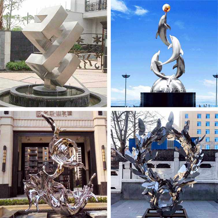 不锈钢金属铁艺镜面彩绘户外大型雕像摆件景观校园广场异形雕塑像