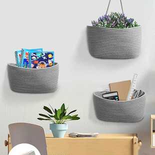 一件代发壁挂篮跨境货源三层挂篮收纳筐棉绳编织篮多层篮棉绳收纳