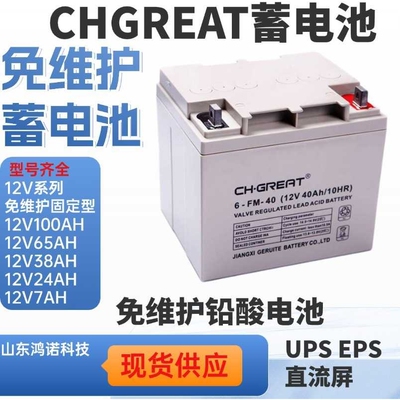 CHGREAT蓄电池6-FM-38 12V38AH/20HR直流屏 UPS备电