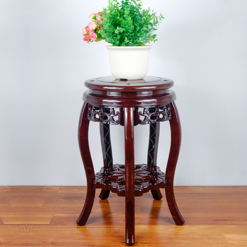 仿实木落地花架阳台客厅电视柜旁单个仿古M置物架绿萝塑料花盆架