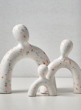 一家三口酒柜摆件客厅电视玄关y家居软装饰品意式设计师小众高级