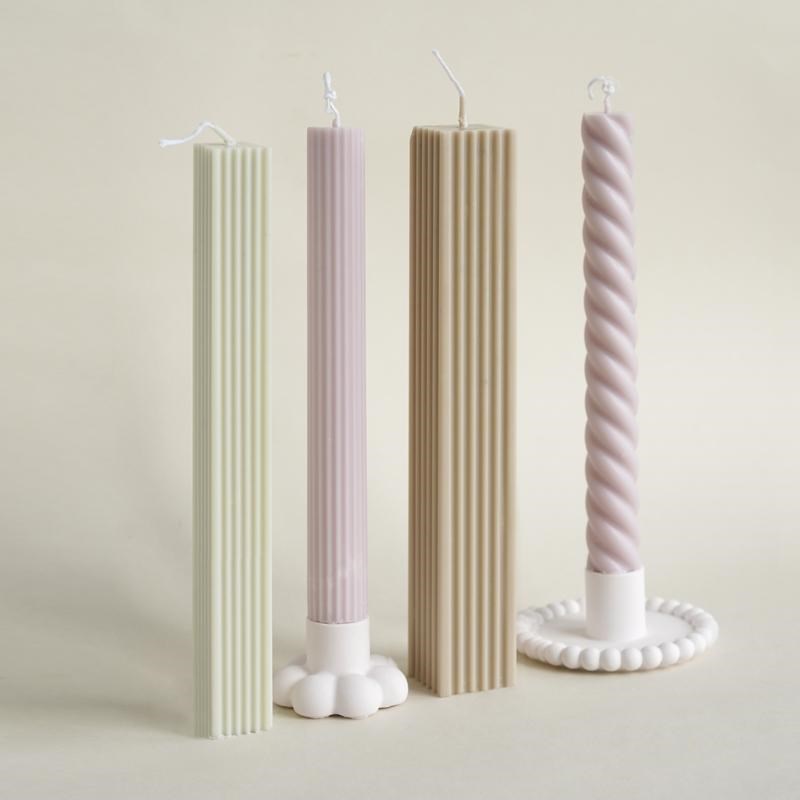 diy条纹香薰蜡烛模具透明PC材质圆柱形尖顶条纹齿柱状贝壳正方体