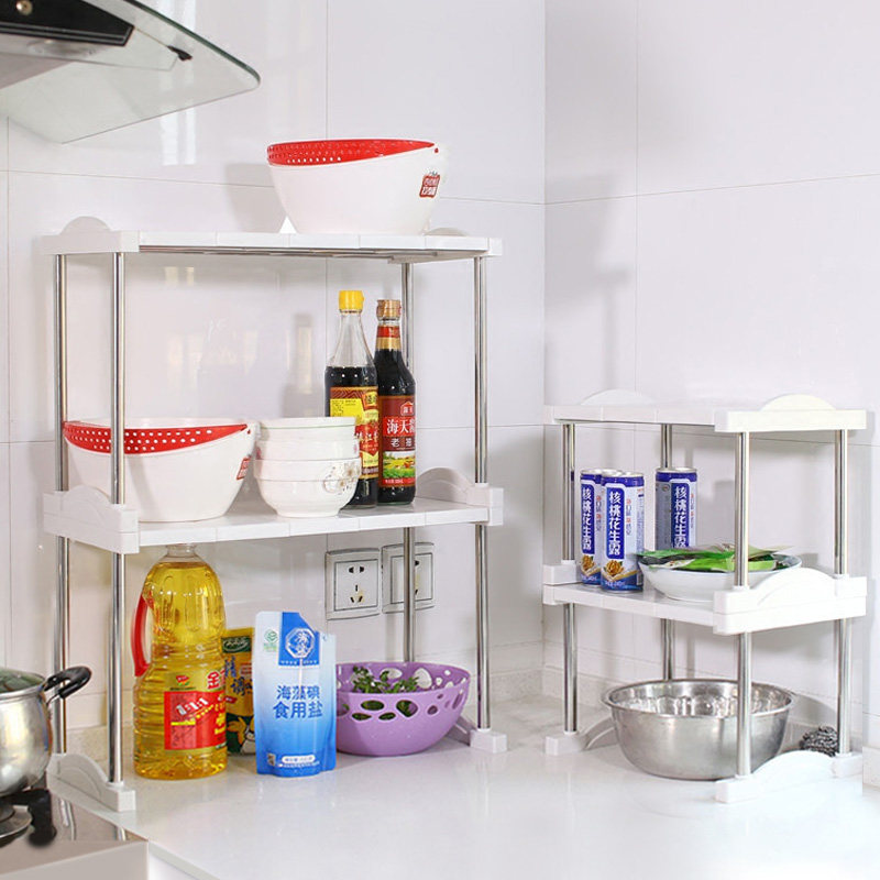 桌面置物架厨房橱柜单层杂物塑料水槽下收纳架柜子隔层落地分层架