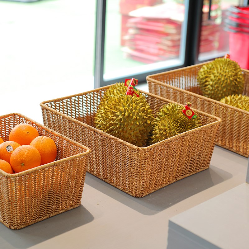 家好点水果筐仿藤编堆头篮超市z陈列筐果蔬展示筐面包收纳筐货架
