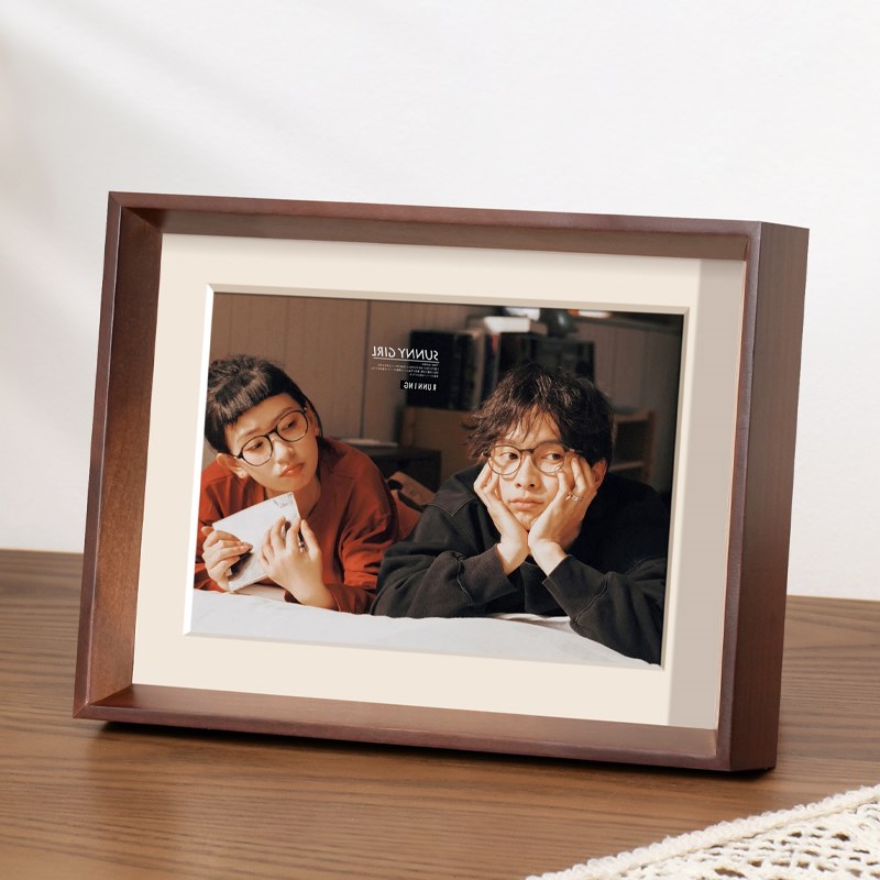 相框空框摆台高级感定o制洗照片做成相册加打印6寸7寸8实木展示架