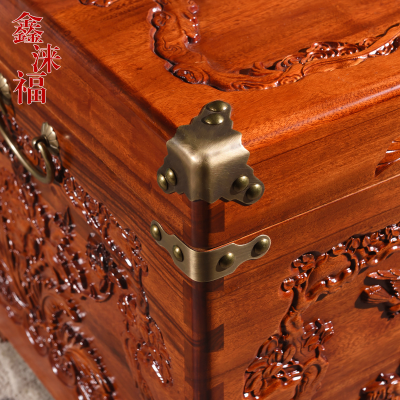 香樟木箱子婚嫁箱花开q富贵陪嫁全樟木字画箱木箱储物箱实木衣箱