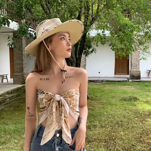 【辣妹90cm大方巾】小众复古抹胸外穿丝巾女新款网红海边防晒披肩