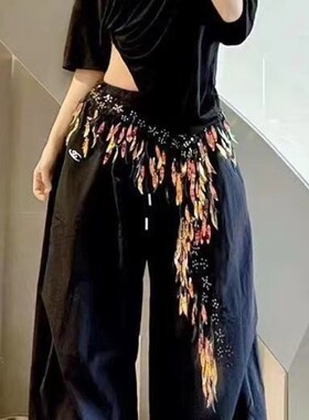 小蛮腰腰带!腰链金色舞台流苏绑带性感闪闪爵士舞露脐腰纱裙子