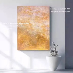 HLF.手绘油画(财金满溢)肌理感挂画客厅玄关餐厅装饰画奶油现代