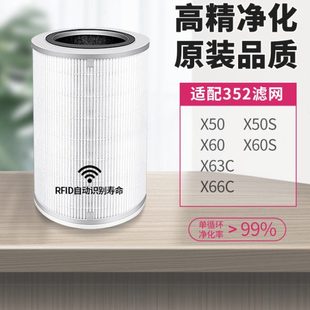 适配352空气净化器滤芯X50/50S/60/60S/63C/66C配件自识别过滤网