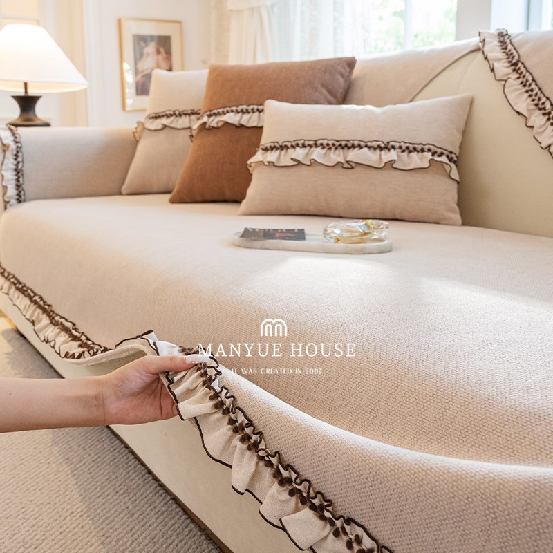 蔓越家 塞纳河畔 法式复古沙发垫客G厅沙发套罩巾少女心花边坐垫