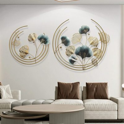 轻奢风卧室房间装修饰品床头墙面装饰创意挂件金属立体壁wall dec