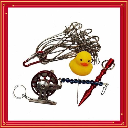 不锈钢路亚鱼锁锁扣穿鱼器活鱼扣锁鱼器渔具垂钓绑鱼挂鱼绳