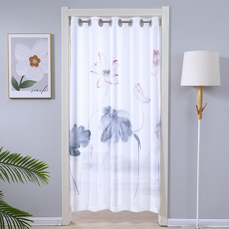 中国风新款e纱门帘免打孔家用隐私透光不透人卧室防蚊隔断帘布艺