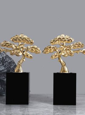 新中式迎客松摆件现代艺术客厅家居饰品中式氛围玄关装饰品摆件