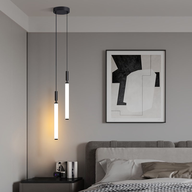 卧室吊灯床头灯现代简约吊线灯长线高级感网红Q电视背景墙垂线灯