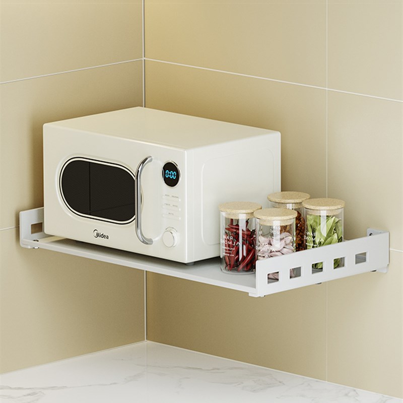 厨房置物架e免打孔墙上微波炉架子壁挂家用台面电饭锅烤箱支架收