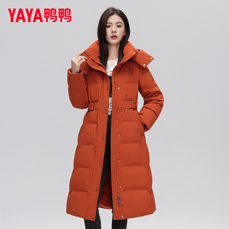 YAYA鸭鸭中长款羽绒服女2026冬季新款防寒简约派克服加厚保暖外套