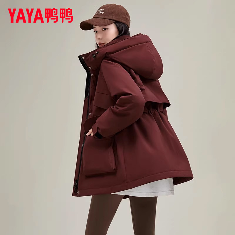 鸭鸭短款羽绒服女小个子2025冬季新款加厚防寒时尚工装户外外套