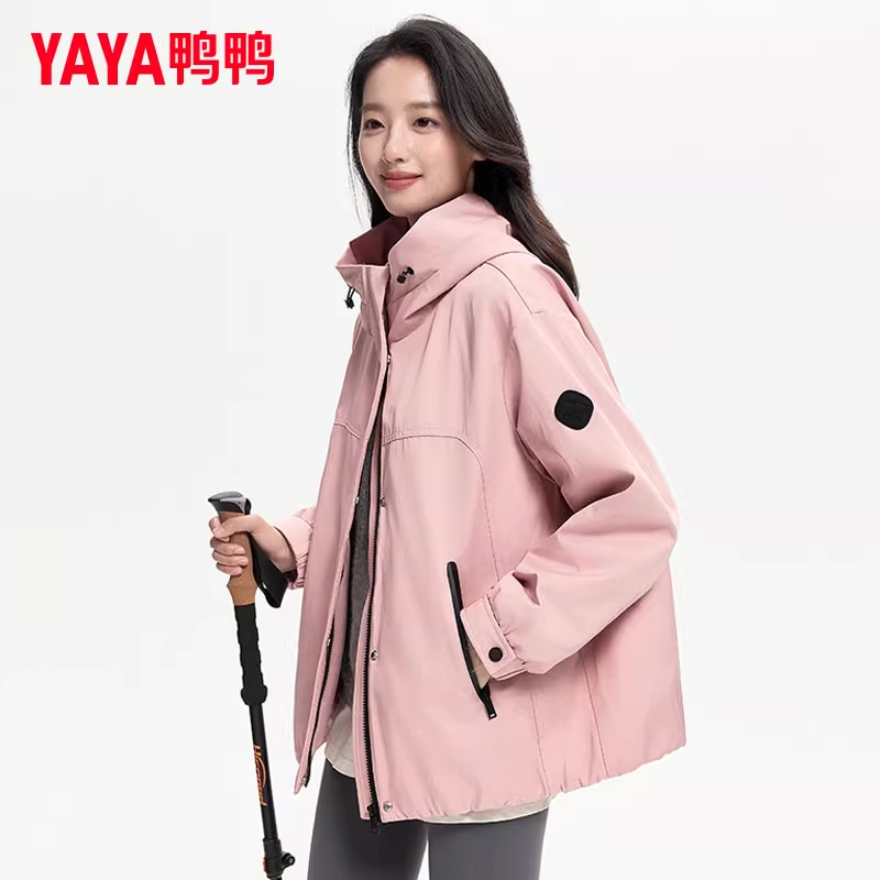 鸭鸭冲锋衣女2025秋冬新款小个子户外防寒保暖三防保暖连帽外套