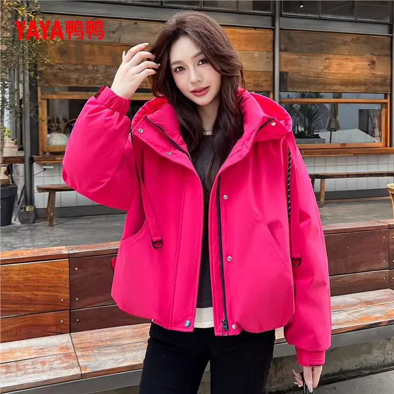 YAYA鸭鸭短款羽绒服女2025冬季新款小个子户外防寒保暖工装外套