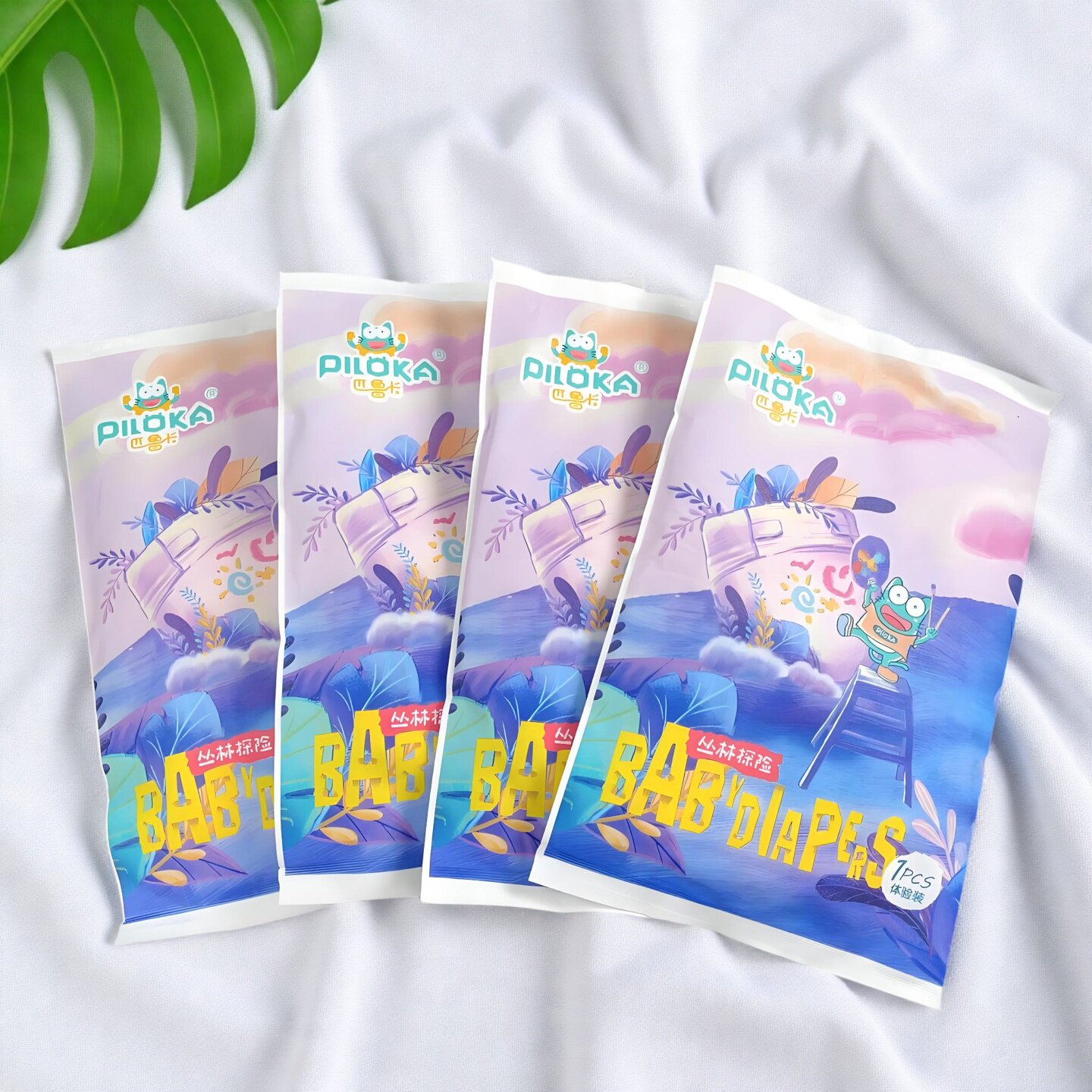 【4片独立装】匹鲁卡婴儿纸尿裤NB-XL码超薄柔干爽透气防侧漏