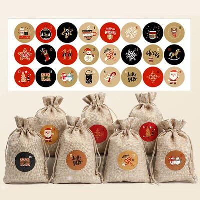 24Pcs Christmas Advent Calendar Number Sticker DIY Cookie Ca