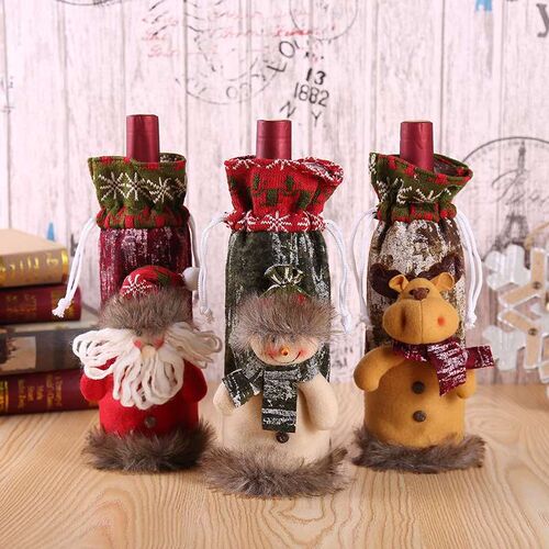 Family Christmas decorations new cute knit fabric mitation