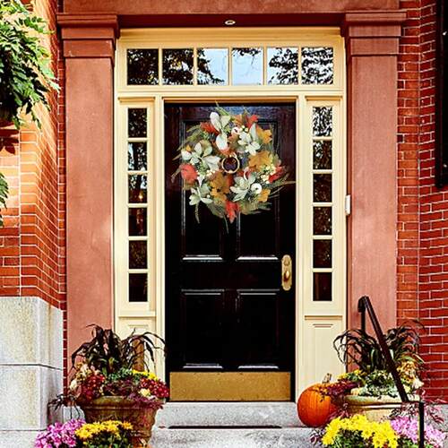 40cm Fall Wreaths for Front Door Autumn Wreath with Berry Pu