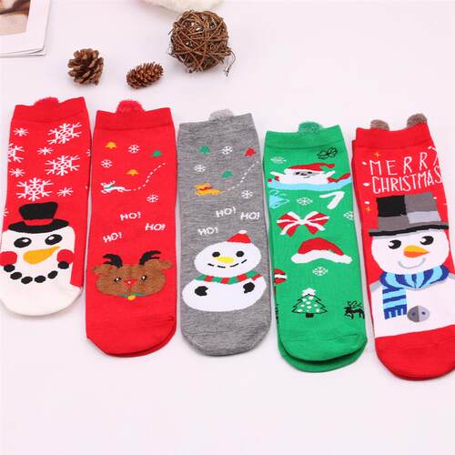 Womens Christmas Socks Cute Santa Claus Autumn Winter Elk F