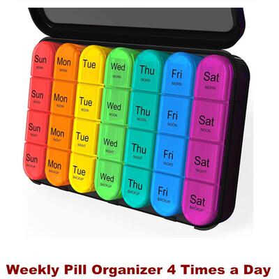 Pill Organizer 4 Times a Day Weekly Medicine Pill Organizer