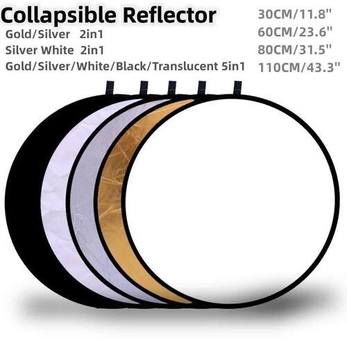 RF01 5in1 Collapsible Round Photography Reflector Photo Stud