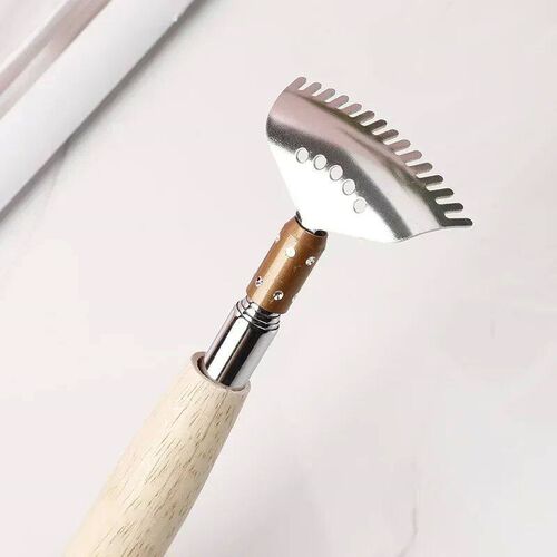 Metal Back Scratcher Telescopic Wooden Handle with Steel Rol